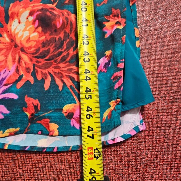 Hope & Ivy Green‎ Floral Midi Dress 8 High Neck Vibrant Bloomcore Button Detail - Picture 16 of 16